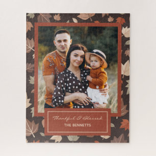 Puzzle Cadeau de photo de famille d'automne rustique fonc