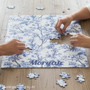 Puzzle Cadeau floral bleu élégant français vintage person