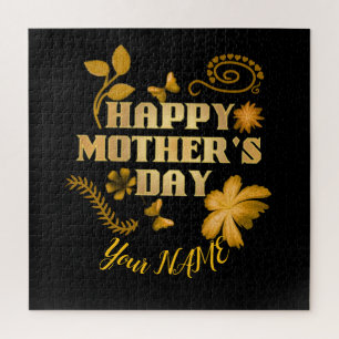 Puzzle Cadeau floral doré personnalisé pour la fête des m