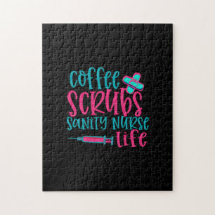 Puzzle Cadeau infirmière   Coffee Scrubs Sanity Nurity Li