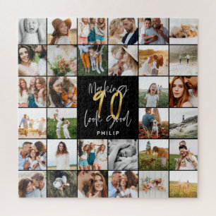 Puzzle Cadeau moderne 90e anniversaire multi photo script