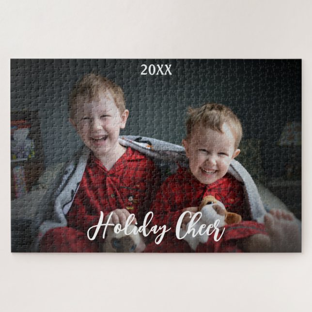 Puzzle Cadeau photo de famille Cheer pour grand-mère (Horizontal)