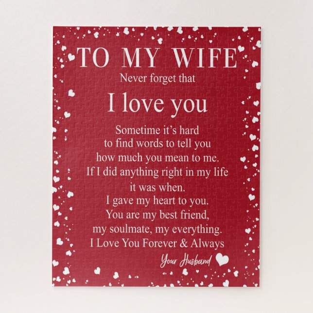 Puzzle Cadeaux de femme| Lettre à ma femme Amour du mari (Vertical)