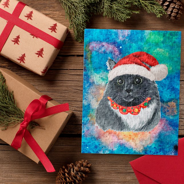 Puzzle Cadeaux de Noël de Chat Noir et Blanc (Créateur téléchargé)