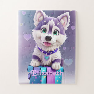 Puzzle Cadeaux formidables Le chiot Husky célèbre