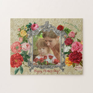 Puzzle Cadre baroque de photo de fantaisie douce de roses