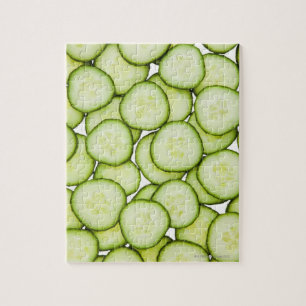 Puzzle Cadre complet de concombre tranché, sur blanc