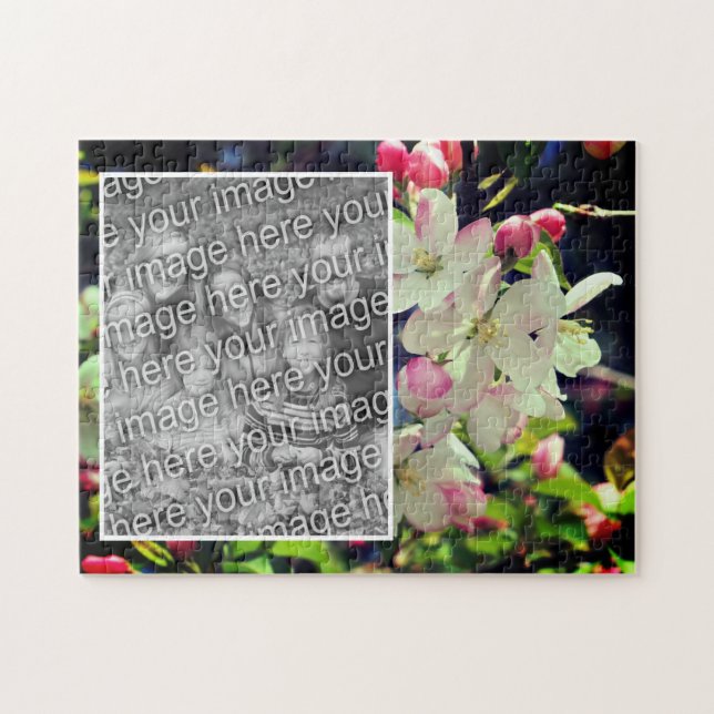 Puzzle Cadre de fleurs du début du printemps Ajouter votr (Horizontal)
