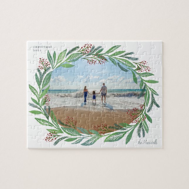 Puzzle  Cadre photo blanc illustré de la feuille (Horizontal)