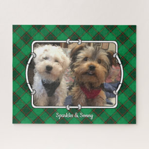 Puzzle Cadre photo de Noël personnalisé Rouge et vert Pla