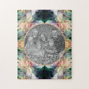Puzzle Cadres de fleurs de pivoines roses Ajouter votre p