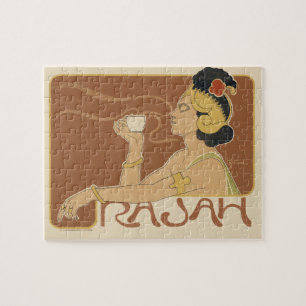 Puzzle Café Rajah Art Nouveau vintage, Dame avec café