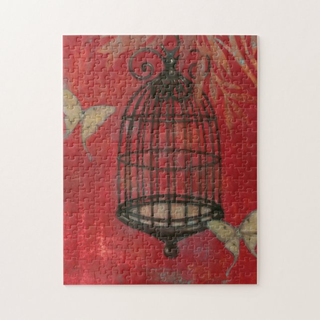 Puzzle Cage d'oiseaux décorative avec papillons (Vertical)