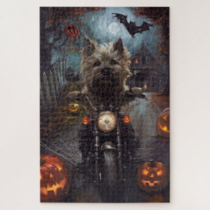 Puzzle Cairn Terrier équitation moto Halloween effrayant