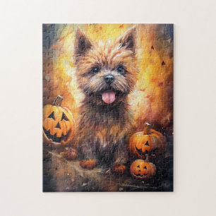 Puzzle Cairn Terrier Halloween avec citrouilles effrayant