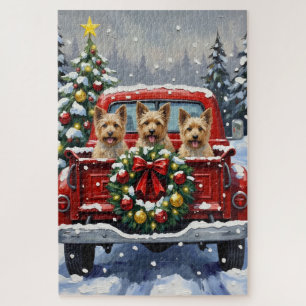 Puzzle Cairn Terrier Noël Camion Rouge Fêtes