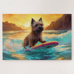 Puzzle Cairn Terrier Plage Surf Peinture