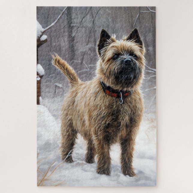 Puzzle Cairn Terrier Qu'Il Neige Noël (Vertical)