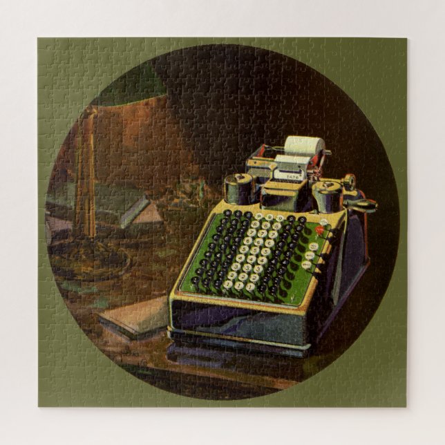 Puzzle Calculateur comptable Comptomètre vintage (Vertical)