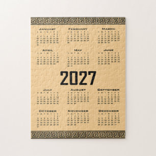 Puzzle Calendrier 2027, Frette Grecque, Noir sur Beige