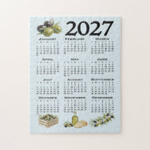 Calendrier 2027, Olives Méditerranéennes, Bleu