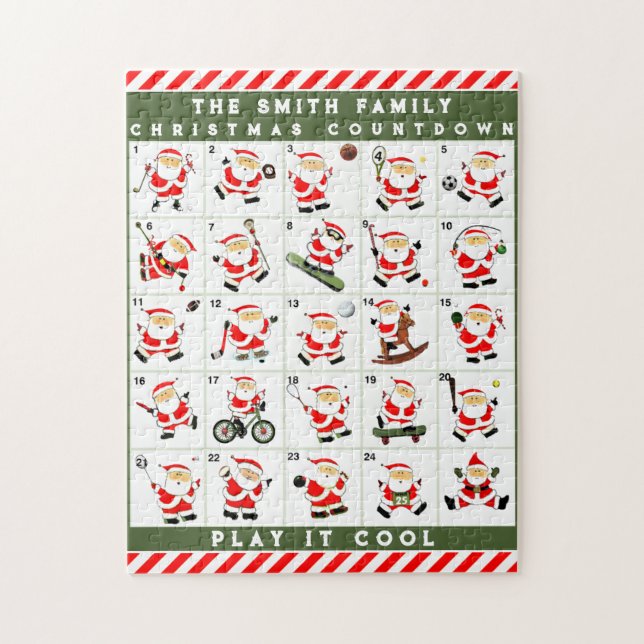 Puzzle calendrier personnalisé de l'Avent de Noël (Vertical)