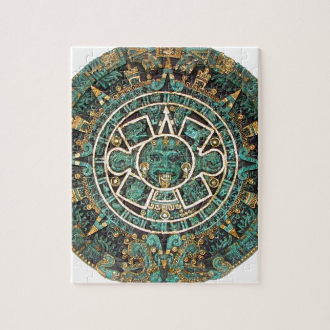 Puzzle Calendrier rond antique maya aztèque de disque (Vertical)