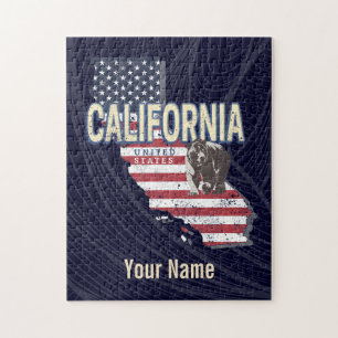 Puzzle California États-Unis Retro State Map Vintage
