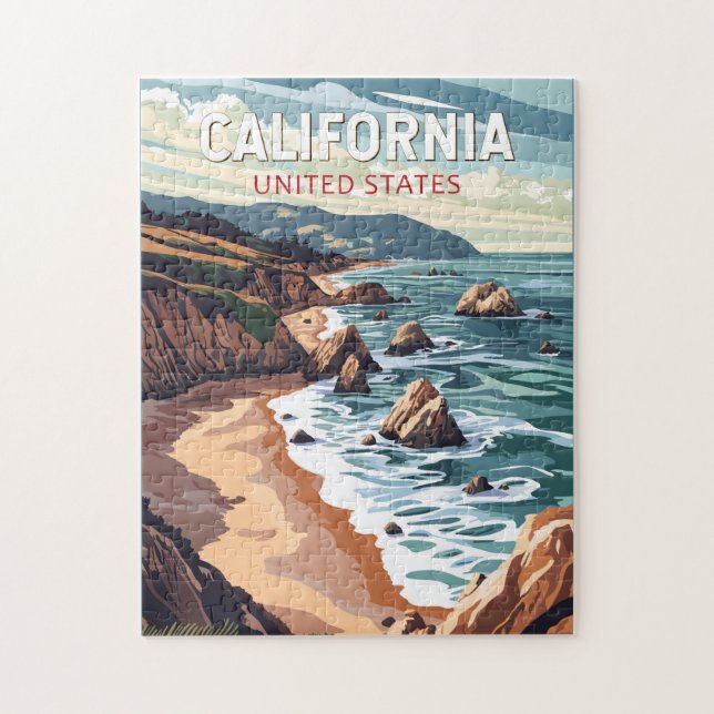 Puzzle California Travel Art Vintage (Vertical)