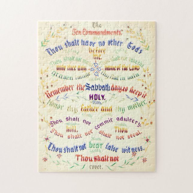 Puzzle Calligraphie 1889 de Dix commandements (Vertical)