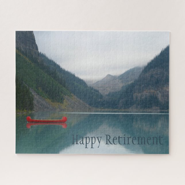 Puzzle Calme Lac paisible Canot rouge Bateau de retraite (Horizontal)