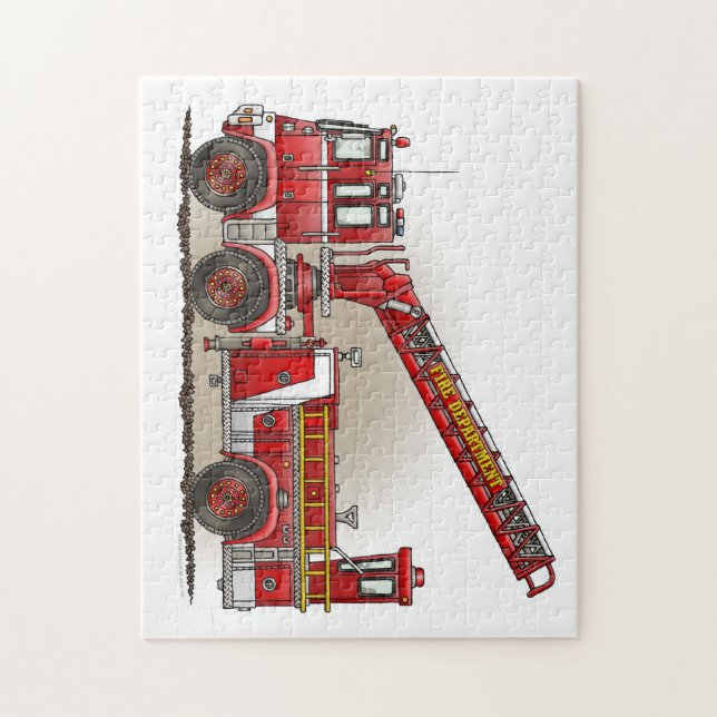 Puzzle Camion de pompiers de crochet et d'échelle (Vertical)
