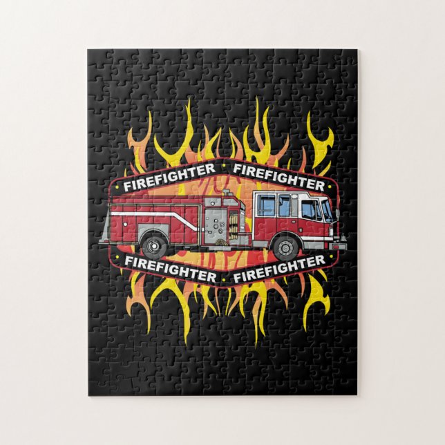 Puzzle Camion de pompiers de sapeur-pompier (Vertical)