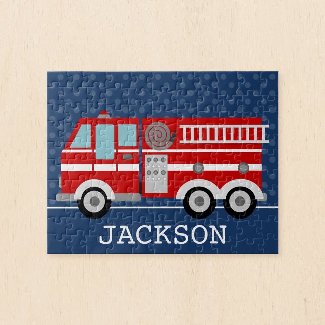 Puzzle Camion d'incendie Marine Blue Polka Dot Enfants pe (Créateur téléchargé)