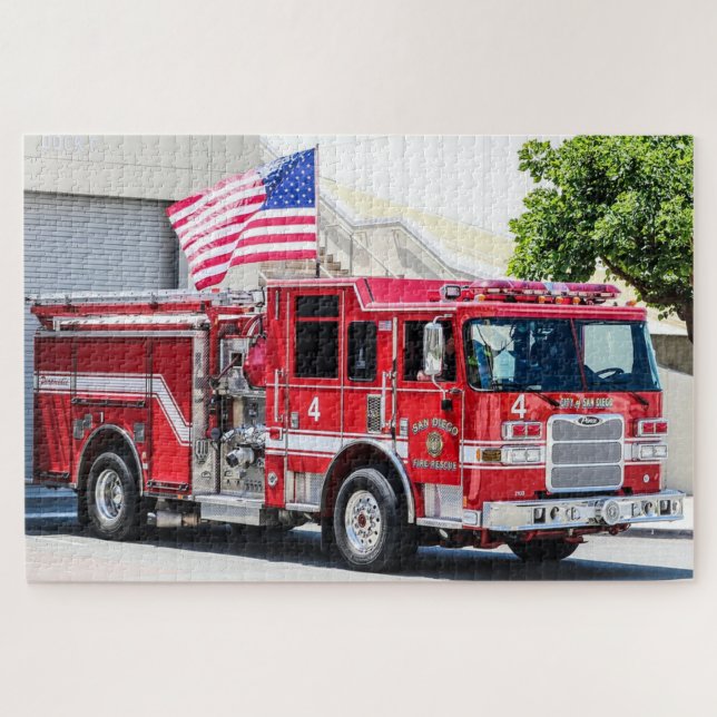 Puzzle Camion-feu patriotique USA Drapeau San Diego (Horizontal)
