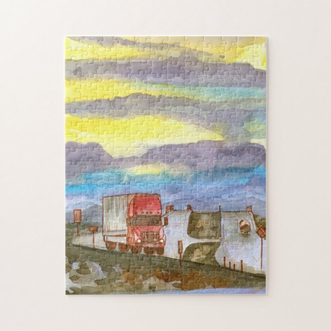Puzzle Camion semi-long conducteur de camion Sunrise (Vertical)