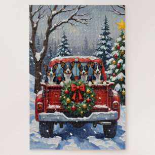 Puzzle Camionnette Rouge de Noël Blue Heeler Vacances