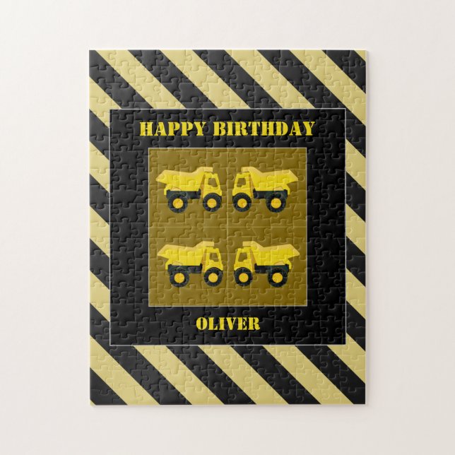 Puzzle Camions de construction Anniversaire (Vertical)