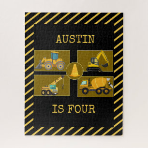 Puzzle Camions de Construction Fête d'anniversaire pour