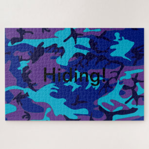 Puzzle Camouflage bleu foncé et Motif violet