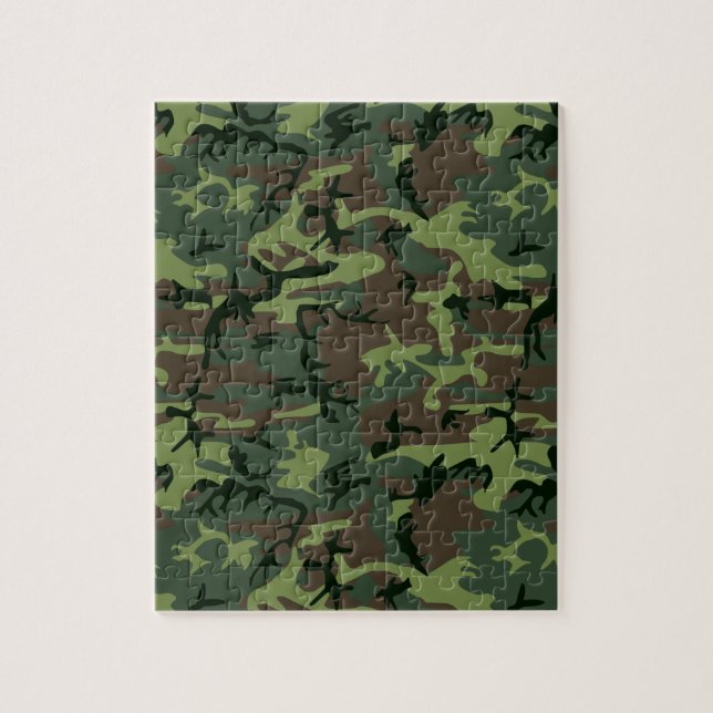 Puzzle Camouflage Camo Green Motif Brown (Vertical)