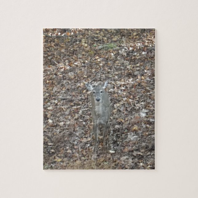 Puzzle Camouflage Cerf en feuilles d'automne (Vertical)