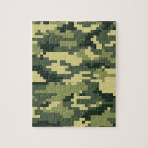 Puzzle Camouflage numérique en bois à 8 bits / Camo
