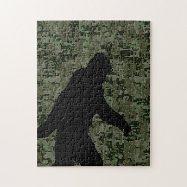 Puzzle Camouflage numérique en silhouette noire Sasquatch (Vertical)