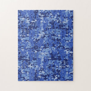 Puzzle Camouflage photo numérique bleu marine dynamique T