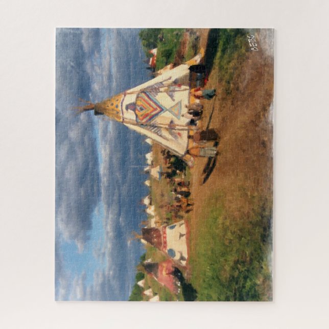 Puzzle Camp de Natif américain avec des tipis (Vertical)