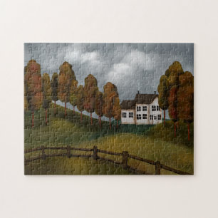 Puzzle Campagne paisible Saltbox House Hills Trees