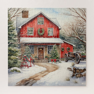 Puzzle Campagne Red Grange En Hiver