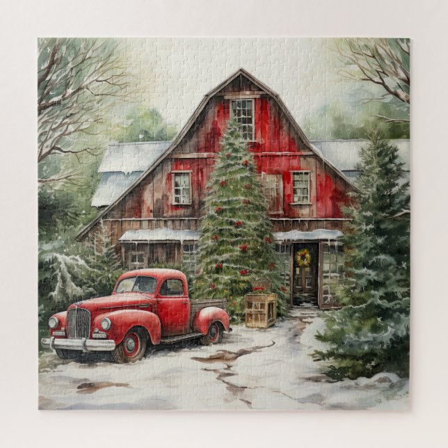 Puzzle Campagne Red Grange En Hiver (Vertical)