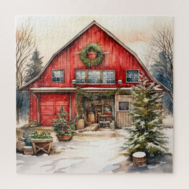 Puzzle Campagne Red Grange En Hiver (Vertical)